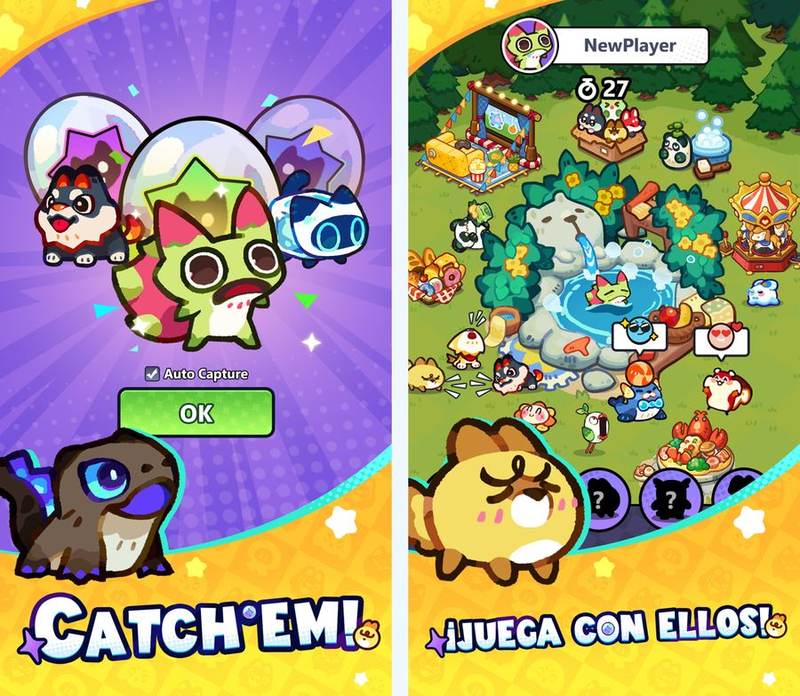 Clash of Critters store screenshots: camp building and Tatari interactions